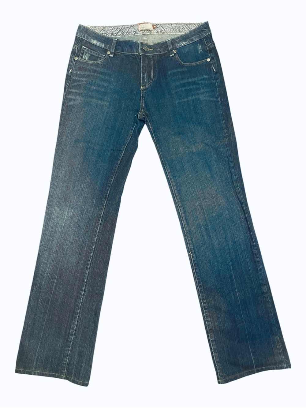 PAIGE Women's Boot Cut Jeans in Dark Blue Denim